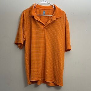 PGA Tour Orange Striped Polo Shirt